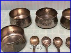 6 Antique Sterling Silver Salt Cellars and Spoons