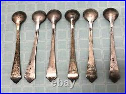 6 Antique Sterling Silver Salt Cellars and Spoons