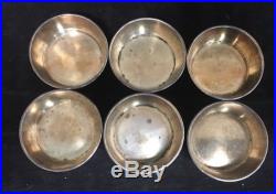 6 Gorham Sterling Silver Indiv. Salt Spoons with Gold Wash cellars Victorian SET