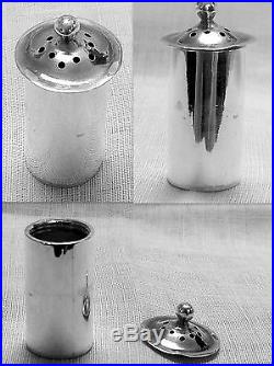 6 Japanese open salt & pepper shaker boxes with handles spoons included sterling