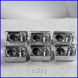 6 Japanese sterling silver condiment boxes with open salt, pepper shaker, spoon
