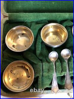 (6) Vintage Sterling Silver 925 Salt Cellars (5) Spoons Signed SSMC 0119 AS IS