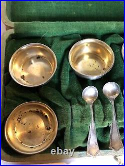 (6) Vintage Sterling Silver Open Salt Cellars (5) Spoons Signed SSMC 0119 AS IS