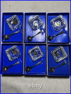 (6) Westmoreland Sterling Mini Salt Spoon w Crystal Cellar