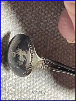 (6) Westmoreland Sterling Mini Salt Spoon w Crystal Cellar