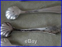 7 Vintage Sterling Silver Scalloped Shell Salt Spoons