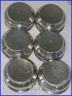 8 Antique Sterling Silver Salt Dips Round