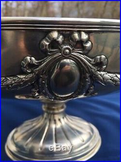 800 silver Ram Head Compote With Garland Wrapping And Ram Head Handles