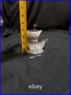 835 Silver Salt Cellar Cut Crystal Pirate Ship Sailboat Anchor Flag Sterling