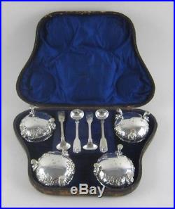 8pc Sheffield Silverplate Master Salt Cellar Set in Fitted Case