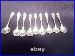 9 Matching Sterling Silver Salt Spoons with 6 salt cellars