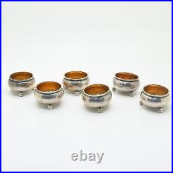 925 Sterling Antique Victorian Stone Silver Co. Set of 6 Personal Salt Cellars