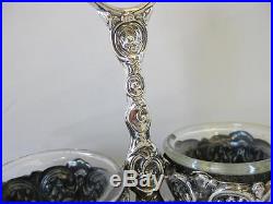925 Sterling Silver Handmade Floral & Quilted Embossed Design Double Salt Holder