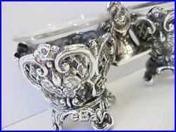 925 Sterling Silver Handmade Floral & Quilted Embossed Design Double Salt Holder