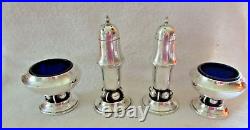 A Four-Piece Condiment Set Sterling Silver Salt Pepper Shaker Cellar Tiffany &Co