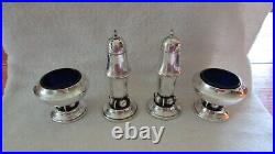 A Four-Piece Condiment Set Sterling Silver Salt Pepper Shaker Cellar Tiffany &Co