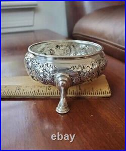 ANTIQUE 1754 ENGLISH STERLING SILVER FOOTED SALT CELLAR RING COIN DISH BOWL 54g