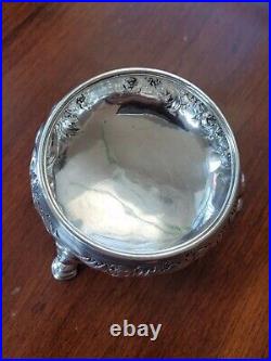 ANTIQUE 1754 ENGLISH STERLING SILVER FOOTED SALT CELLAR RING COIN DISH BOWL 54g