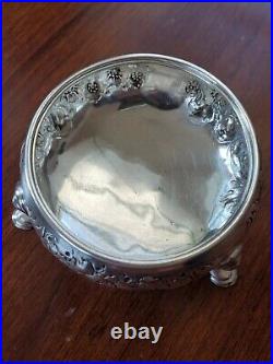 ANTIQUE 1754 ENGLISH STERLING SILVER FOOTED SALT CELLAR RING COIN DISH BOWL 54g