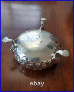 ANTIQUE 1754 ENGLISH STERLING SILVER FOOTED SALT CELLAR RING COIN DISH BOWL 54g