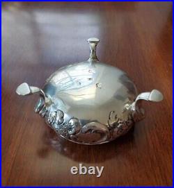 ANTIQUE 1754 ENGLISH STERLING SILVER FOOTED SALT CELLAR RING COIN DISH BOWL 54g