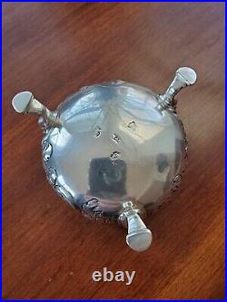 ANTIQUE 1754 ENGLISH STERLING SILVER FOOTED SALT CELLAR RING COIN DISH BOWL 54g