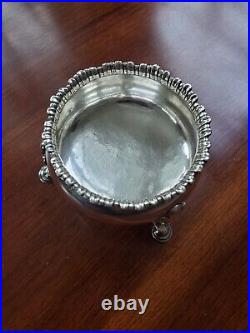 ANTIQUE 1765 ENGLISH STERLING SILVER FOOTED SALT CELLAR RING COIN DISH BOWL 74g