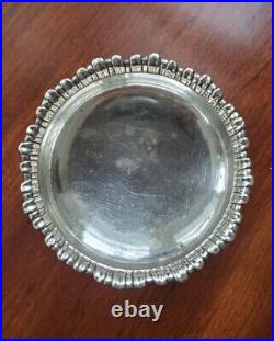 ANTIQUE 1765 ENGLISH STERLING SILVER FOOTED SALT CELLAR RING COIN DISH BOWL 74g