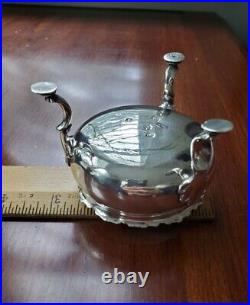 ANTIQUE 1765 ENGLISH STERLING SILVER FOOTED SALT CELLAR RING COIN DISH BOWL 74g