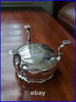 ANTIQUE 1765 ENGLISH STERLING SILVER FOOTED SALT CELLAR RING COIN DISH BOWL 74g