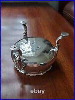 ANTIQUE 1765 ENGLISH STERLING SILVER FOOTED SALT CELLAR RING COIN DISH BOWL 74g