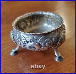 ANTIQUE 1766 ENGLISH STERLING SILVER FOOTED SALT CELLAR BOWL 74g