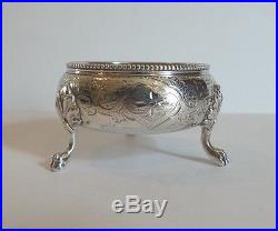 ANTIQUE 19th C. ENGLISH STERLING SILVER FOOTED SALT CELLAR, c. 1861, 80 grams