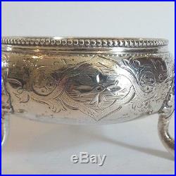 ANTIQUE 19th C. ENGLISH STERLING SILVER FOOTED SALT CELLAR, c. 1861, 80 grams