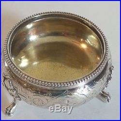 ANTIQUE 19th C. ENGLISH STERLING SILVER FOOTED SALT CELLAR, c. 1861, 80 grams