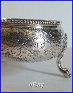 ANTIQUE 19th C. ENGLISH STERLING SILVER FOOTED SALT CELLAR, c. 1861, 80 grams