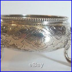 ANTIQUE 19th C. ENGLISH STERLING SILVER FOOTED SALT CELLAR, c. 1861, 80 grams