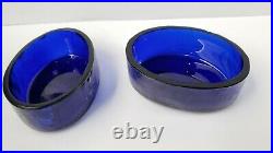 ANTIQUE DH & Co. STERLING SILVER & COBALT BLUE GLASS SALT CELLARS