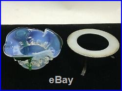 ANTIQUE ENGLISH OPALINE Art Glass Open SALT CELLAR Silver Pltd Holder STUART SNS