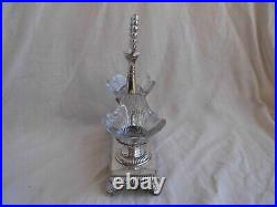 ANTIQUE FRENCH STERLING SILVER CRYSTAL DOUBLE SALT CELLARS, FIRST HALF OF 19th