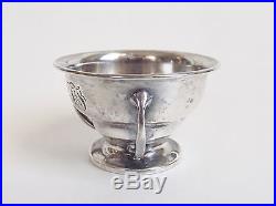 Antique Gorham Sterling Silver Norfolk Pattern Open Salt Cellar Bowl Dish Spoon