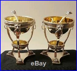ANTIQUE STERLING SILVER TIFFANY&Co SALTS WithGOLD WASH SALT&PEPPER CUPS EXCELLENT
