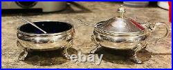 ANTIQUE VINTAGE Walker & Hall Sterling Open And Lidded Salt Cellars with Spoons