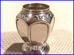 Antique Webster Sterling Silver & Glass Open Salt Cellar Set Cups Spoons Shakers