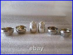 ANTIQUE WEBSTER STERLING SILVER SALT CELLARS+SALT & PEPPER SHAKERS 20.81g READ