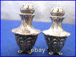 ART NOUVEAU by GORHAM STERLING SILVER SALT and PEPPER PAIR with TWO SALT CELLARS