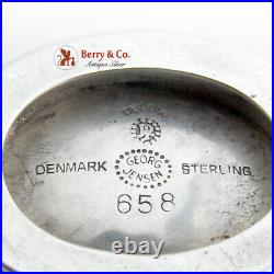 Acanthus Open Salt Dish Blue Enamel Georg Jensen Sterling Silver Denmark