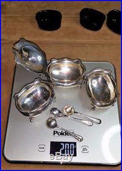 Adie Brothers Ltd, STERLING SILVER serving pieces with cobalt blue inserts