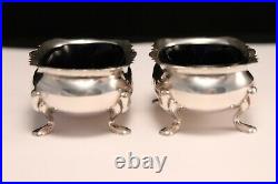 Alexander Clark & Co. Sterling Silver Footed Salt Cellars with Spoons 1937