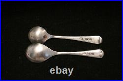 Alexander Clark & Co. Sterling Silver Footed Salt Cellars with Spoons 1937
